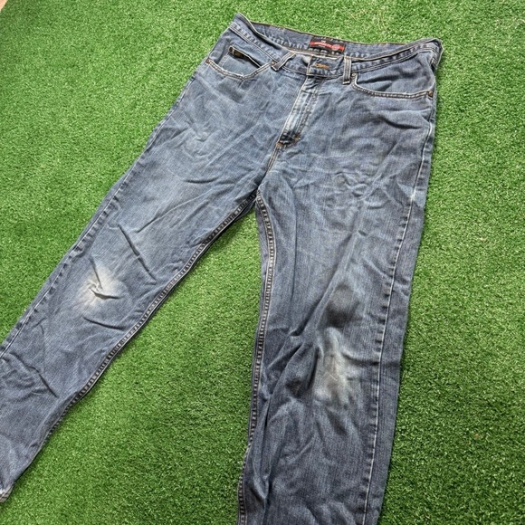 Lee Relaxed Fit Straight Leg Jeans Mens 38x32 Blue Denim Comfort Cotton - Picture 1 of 8
